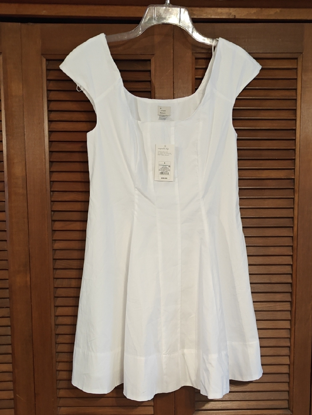 NWT a new day White Square-Neck Fit & Flare Midi Dress